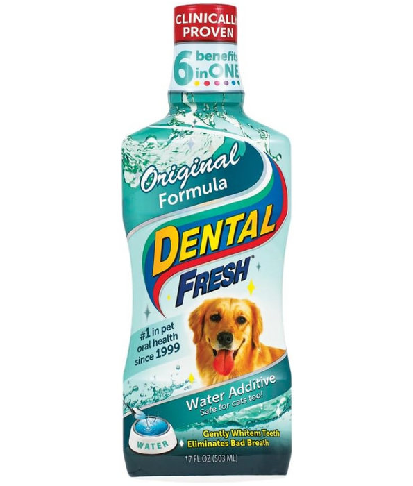Synergy Labs - Dental Fresh, Water Additive, Original Formula for Dogs & Cats - Whitening, Breath Freshening, Oral Health Support - 503mL