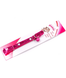 Pawise – Cat Collar Diamond Rose with Bell – Pink Glitter Adjustable Collar (26–30 cm)