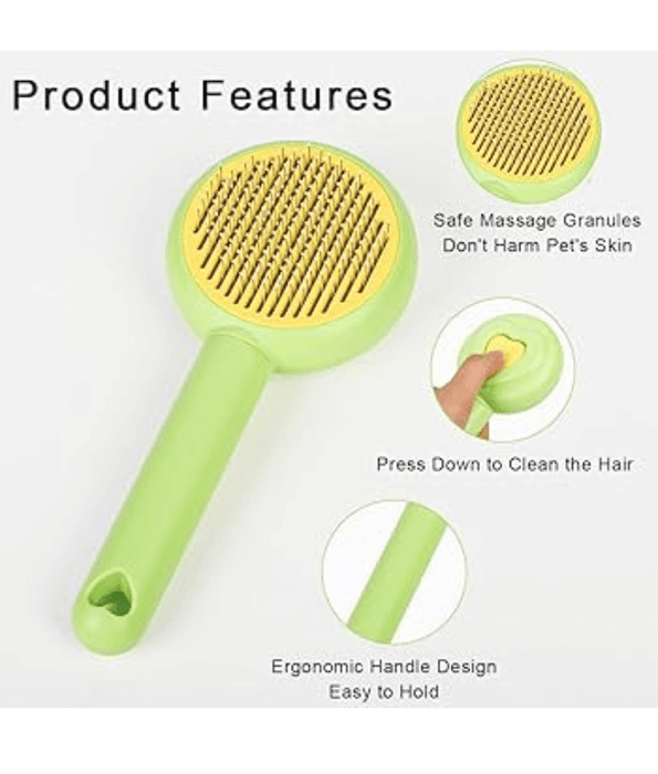 Pawise - Self-Cleaning Slicker Brush for Dogs & Cats, Non-Slip Handle, Easy Hair Removal - 20cm