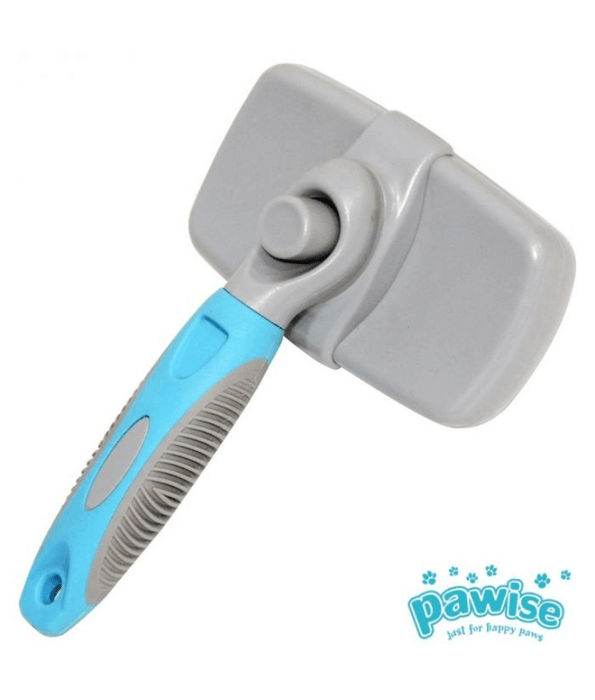 Pawise - Self-Cleaning Slicker Brush for Cats & Dogs, Non-Slip Handle, Large - 20cm