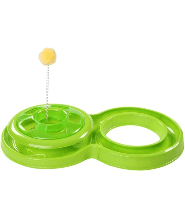 Pawise - Interactive Cat Toy, Double Track Ball Chaser with Spring Teaser for Indoor Play & Exercise - 53 x 30 cm