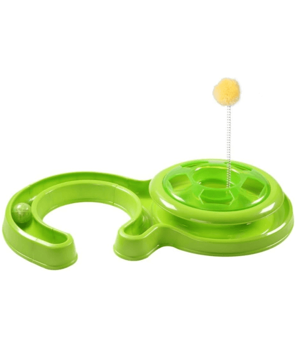 Pawise - Interactive Cat Toy, Double Track Ball Chaser with Spring Teaser for Indoor Play & Exercise - 53 x 30 cm