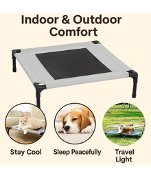 Pawise Elevated Pet Cot – Indoor & Outdoor Raised Bed for Dogs & Cats – Breathable, Durable & Joint-Friendly Design 76x62x18 cm