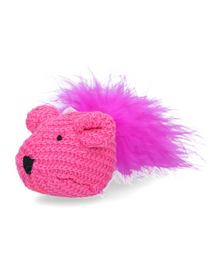 Pawise Wool Mouse Cat Toy – Soft Knitted Plush with Feather Tail for Interactive Play