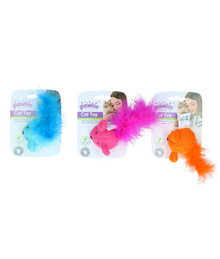 Pawise Wool Mouse Cat Toy – Soft Knitted Plush with Feather Tail for Interactive Play