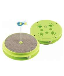 Pawise 3-in-1 Cat Play Center – Scratch Pad, Ball Track & Feather Toy 35x35x7.5 cm