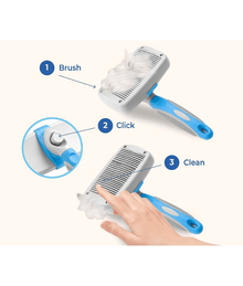 Pawise - Self-Cleaning Slicker Brush for Cats & Dogs, Non-Slip Handle, Large - 20cm