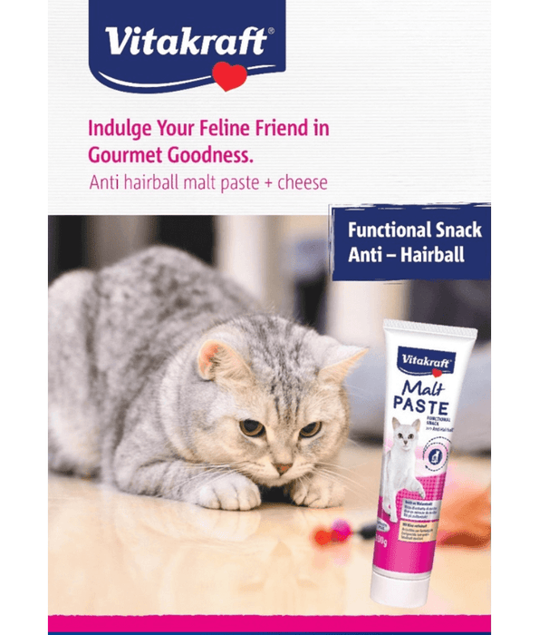 Vitakraft - Malt Paste, with Cheese, Anti-Hairball Formul For Cats - 100g