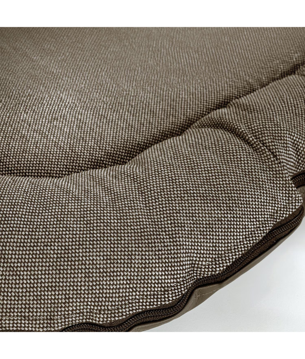 King Green - Warm Mocha Brown Rectangular Dog Bed, Dual-Sided Plush & Linen, Anti-Slip Base - L, XL