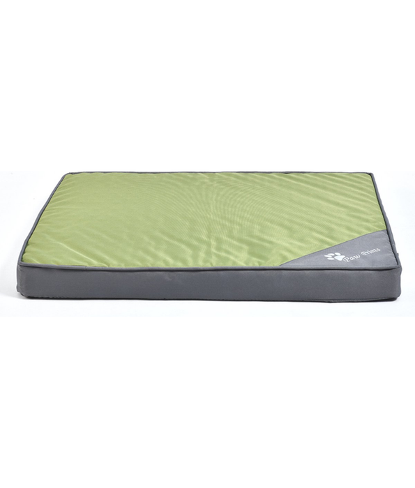 King Queen - Paw Prints Rectangular Pet Mat, Olive Green & Grey, Washable, Anti-Slip - 91×64×8 cm