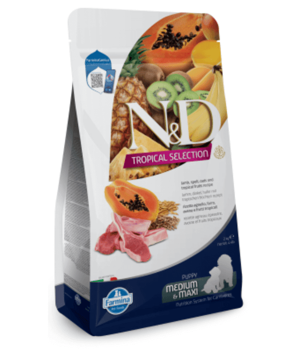 Farmina - N&D Tropical Selection, Dry Dog Food - Lamb, Spelt, Oats & Tropical Fruits Puppy Medium & Maxi 10kg