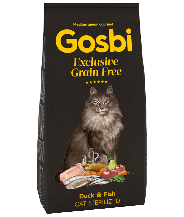 Gosbi – Exclusive, Duck and Fish Sterilized Adult Dry Cat Food, Grain-Free Formula - 400g, 2kg