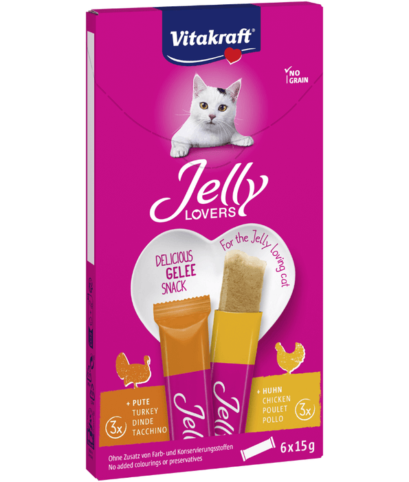 Vitakraft - Jelly Lovers, Lickable Jelly Tubes With Turkey and Chicken - 6 Tubes x 15g