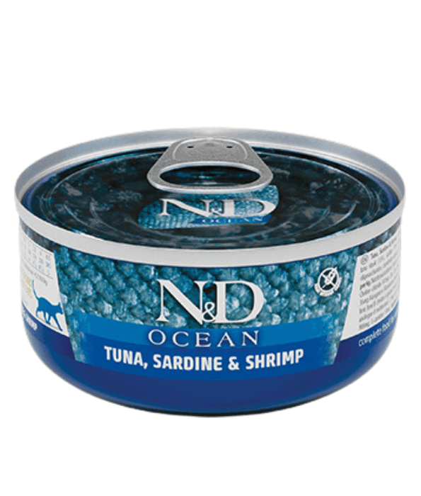 Farmina N&D Ocean, Tuna, Sardines, & Shrimps Grain Free Adult Wet Cat Food In Broth 70g