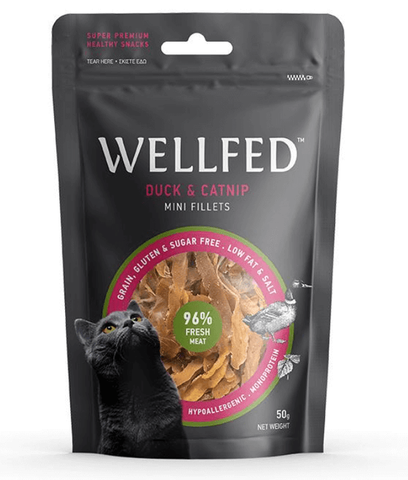 Wellfed – Monoprotein Duck & Catnip Mini Fillets – Grain & Sugar Free - 50g