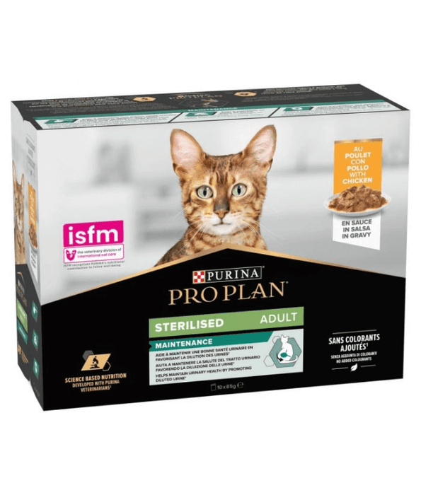 Purina Pro Plan Sterilised Adult Wet Cat Food, Chicken in Gravy, 85gX10