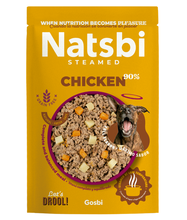 Gosbi - Natsbi Steamed, Chicken Fresh Dog Food For Adults and Puppies – Grain-Free, All Natural Meal 200g - 500g