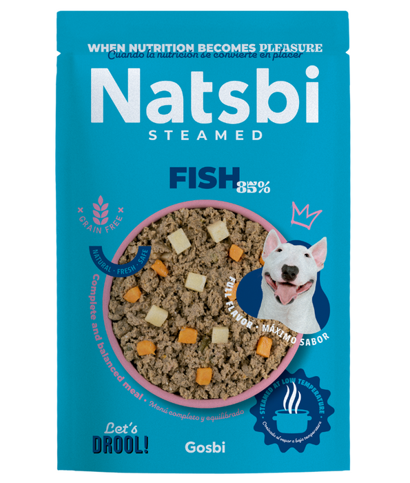 Gosbi - Natsbi Steamed, Fish Fresh Dog Food For Adults and Puppies – Grain-Free, All Natural Meal 200g-500g