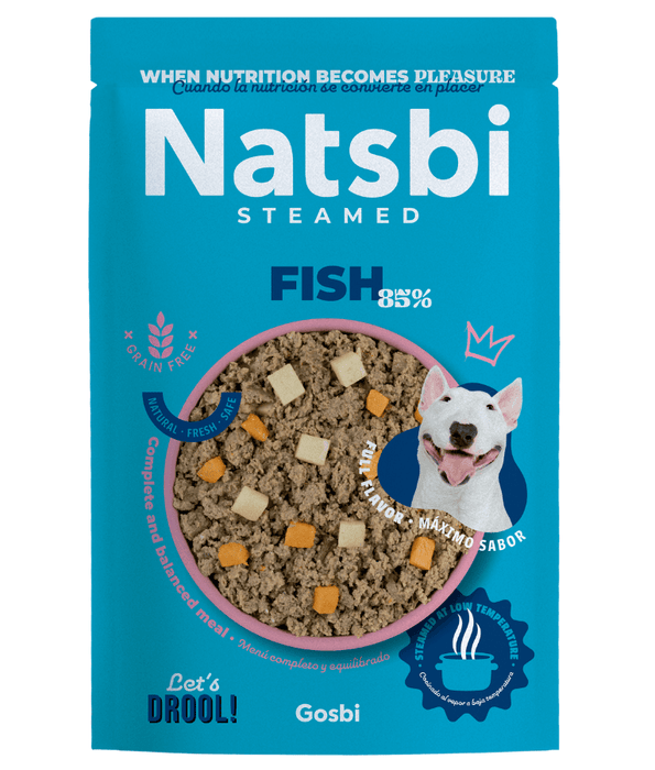 Gosbi - Natsbi Steamed, Fish Fresh Dog Food For Adults and Puppies – Grain-Free, All Natural Meal 200g-500g