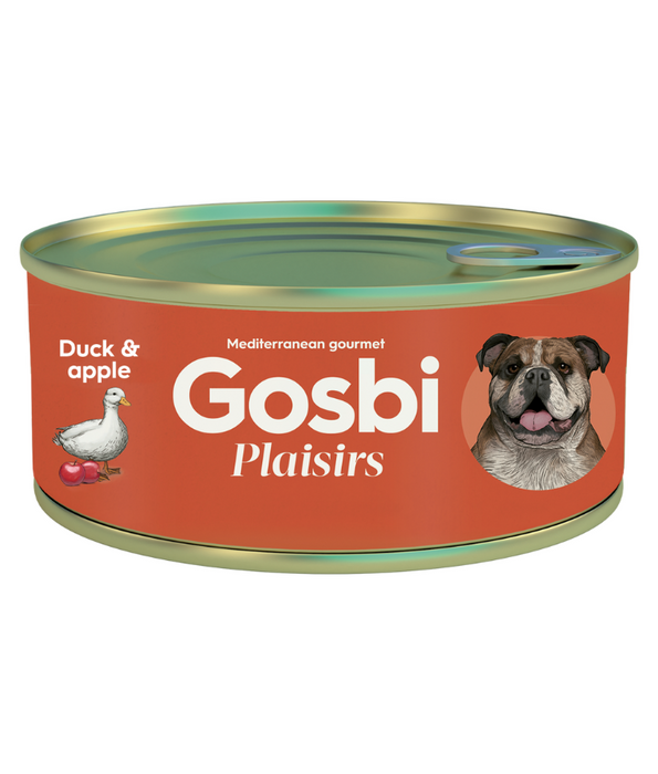 Gosbi - Plaisirs, Grain-Free Duck & Apple Adult Complementary Wet Dog Food – High EnergyContent, All-Natural For Active Dogs 185g-400g