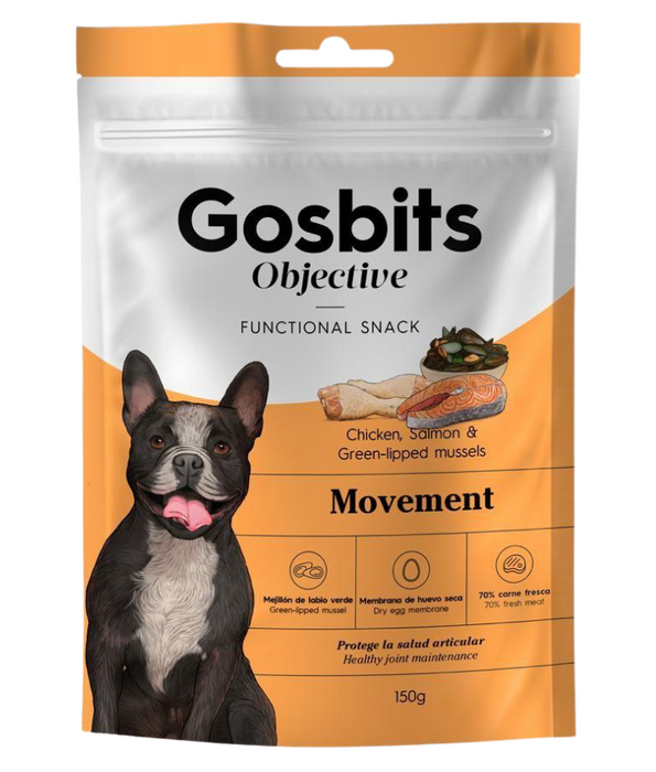 Gosbi - Gosbits Objective, Chicken & Salmon Adult Dog Treats – For Active Dogs & Joint Support, All Natural 150g