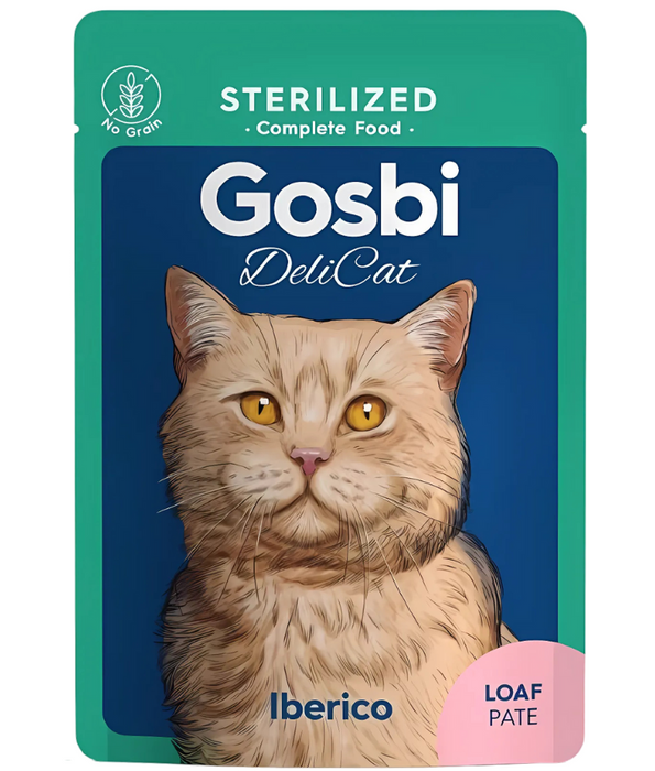 Gosbi - DeliCat, Iberico Pork Sterilized Complete Adult Wet Cat Food – Loaf Pâté, Grain-Free, Low-Calorie – 70g