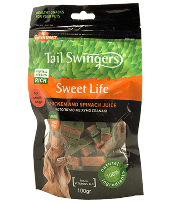 Tail Swingers - Sweet Life Chicken and Spinach Juice - Metabolism Support Treats - 100g