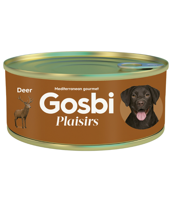 Gosbi - Plaisirs, Grain-Free Deer Complementary Wet Dog Food – Hypoallergenic, Monoprotein, All-Natural For Puppies & Adult Dogs185g