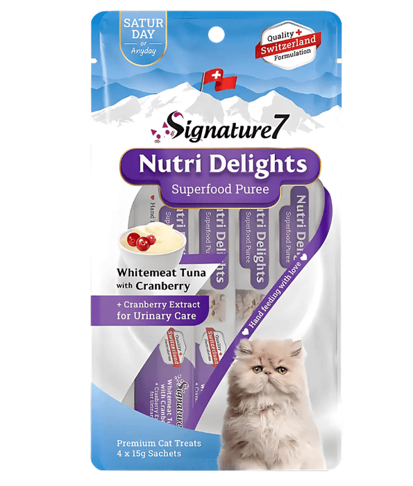 Signature7 Nutri Delights Whitemeat Tuna With Cranberry For Urinary Care Liquid Cat Treats 4x15g