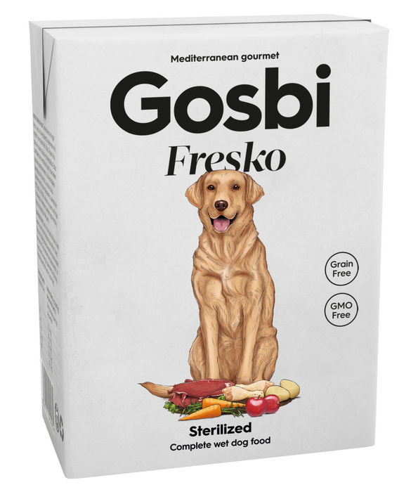 Gosbi - Fresko, Grain-Free Chicken and Iberian Pork Adult Complete Wet Dog Food – Sterilized and Weight Control, All Natural 375g