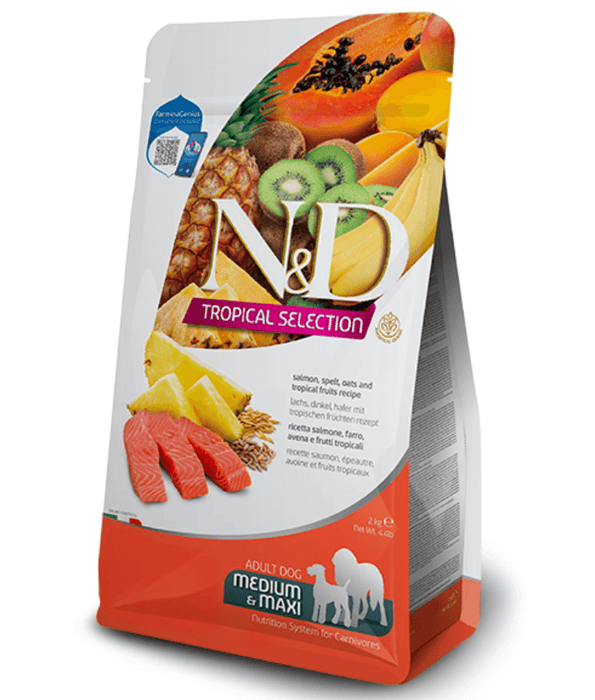 Farmina - N&D Tropical Selection, Dry Dog Food - Salmon & Tropical Fruits Adult Medium & Maxi 10kg