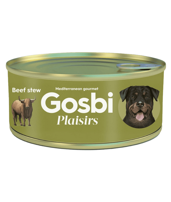 Gosbi - Plaisirs, Grain Free Beef Stew Adult Complementary Wet Dog Food – Hypoallergenic, Monoprotein, Weight Control 185g-370g