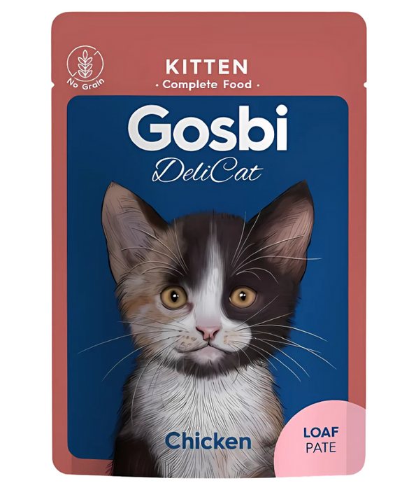 Gosbi - DeliCat, Chicken Kitten Complete Wet Cat Food – Loaf Pâté, Grain-Free, Energy-Rich – 70g