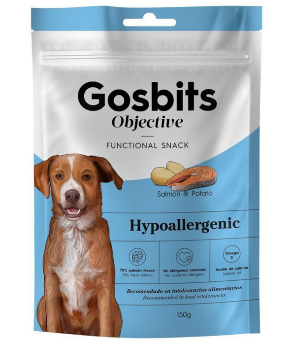 Gosbi - Gosbits Objective, Salmon Adult Dog Treats – Hypoallergenic, All Natural 150g