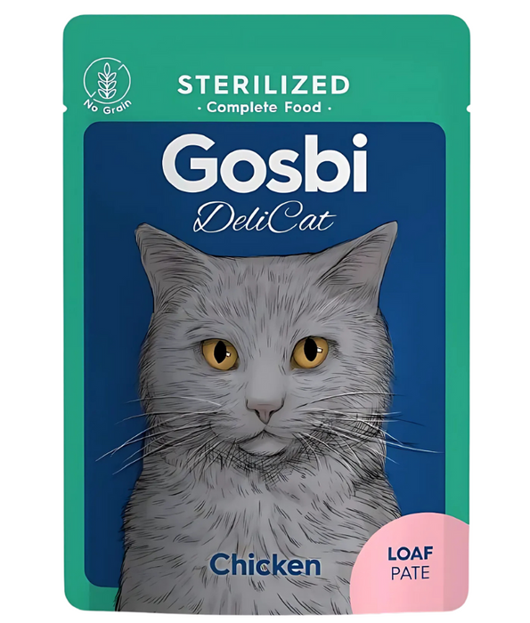 Gosbi - DeliCat, Chicken Sterilized Complete Adult Wet Cat Food – Loaf Pâté, Grain-Free, Low-Calorie – 70g