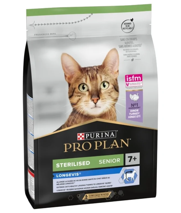 Purina - Pro Plan, Sterilised Senior 7+ Cat Dry Food, LONGEVIS, Turkey - 1.5 kg
