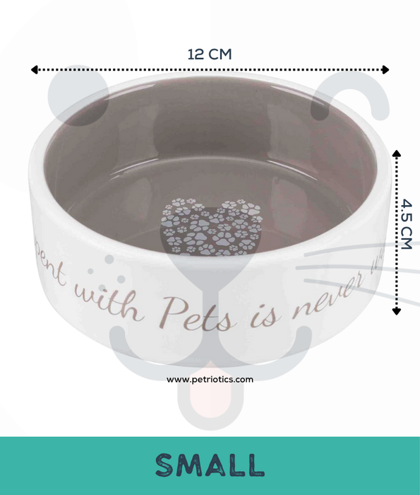 Trixie - Pet’s Home Ceramic Bowl, Cream/Brown, For Cats & Small/Medium Dogs – Small, Medium