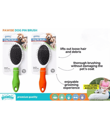 Pawise - Dog Pin Brush - Ball Tip Grooming Tool with Rubber Grip