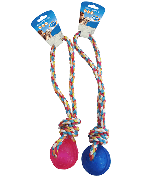 Duvo+ TPR Ball with Rope Handle Blue/Pink