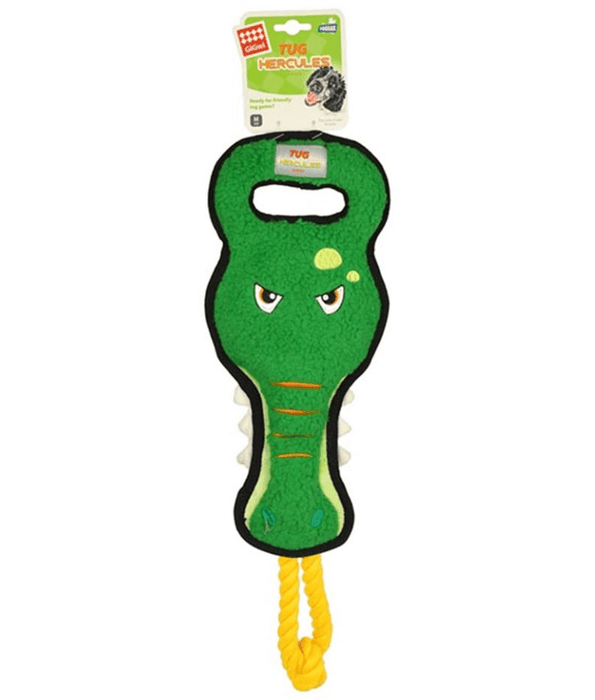 GiGwi Crocodile cotton rope dog toy with squeaker and inside