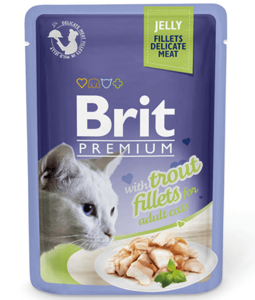 Brit Premium Cat Pouch with Trout Fillets in Jelly for Adult Cats 85g