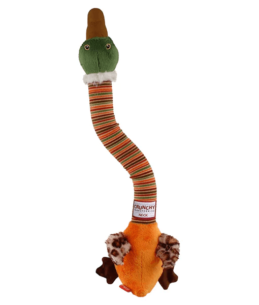 GiGwi - “Crunchy Neck” Duck with Bone & Squeaker (orange & Green)