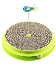 Pawise 3-in-1 Cat Play Center – Scratch Pad, Ball Track & Feather Toy 35x35x7.5 cm