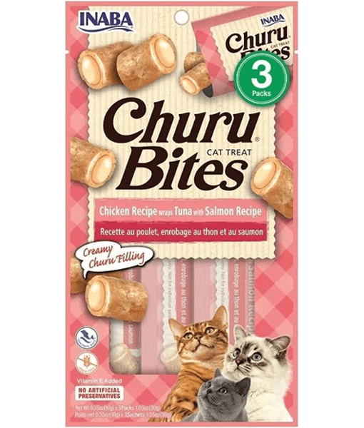 Inaba - Churu Bites Cat Treat Chicken Wrap Tuna Salmon Filling 30g 3 Packs