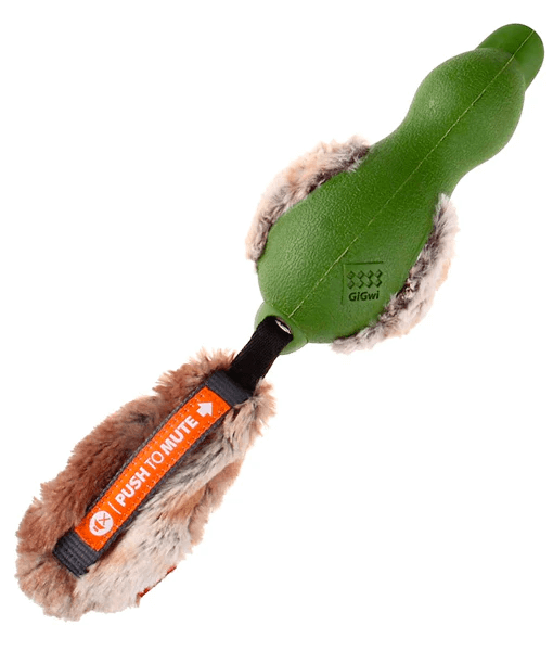 GiGwi - Duck with Plush Tail Green Push To Mute Dog Toy