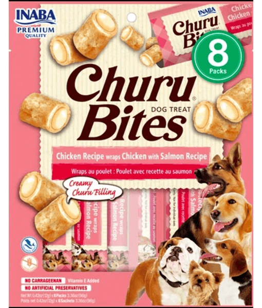 Inaba - Churu Bites Chicken Wraps With Salmon Dog Treats 96g