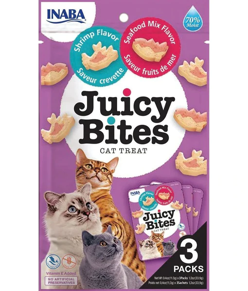 Inaba - Juicy Bites Shrimp And Seafood Mix Cat Treats 34g 3 Packs Inaba