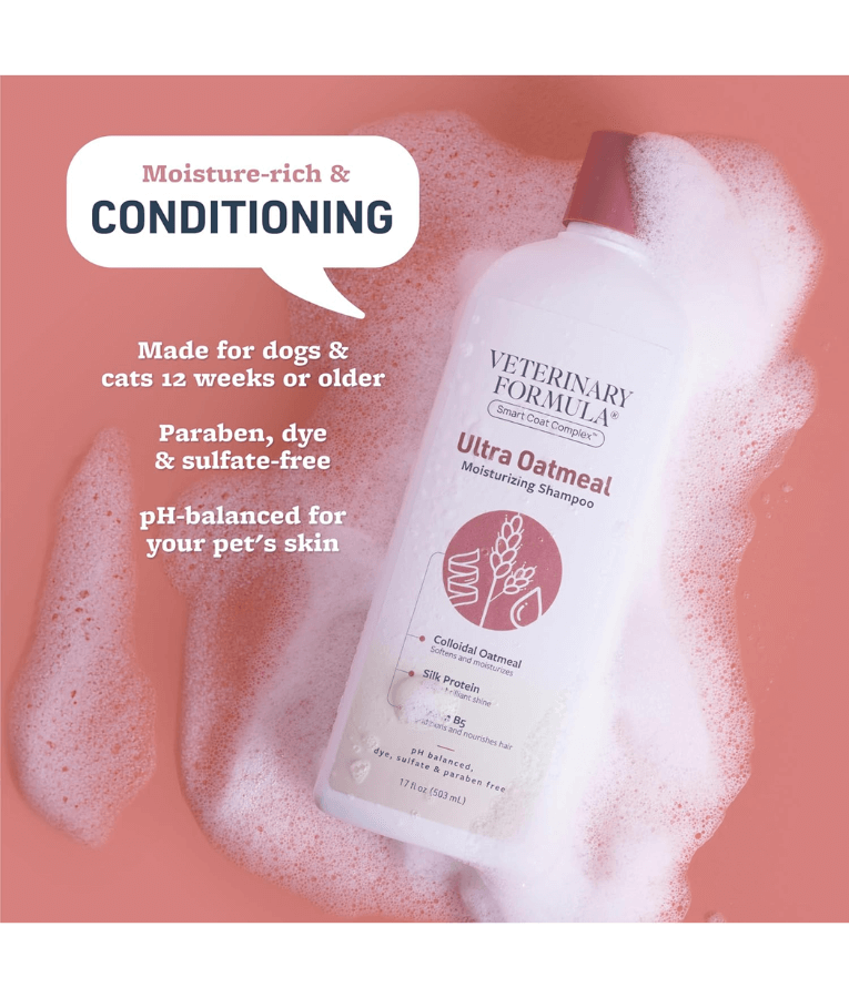 Synergy Labs - Veterinary Formula, Ultra Oatmeal Moisturizing Shampoo For Dogs & Cats, Raspberry Tea Scent - 503ml