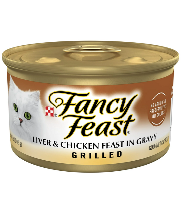 Purina - Fancy Feast, Adult Wet Cat Food, With Grilled Liver & Chicken Chunks in Gravy 5+1 Free Cans x 85g
