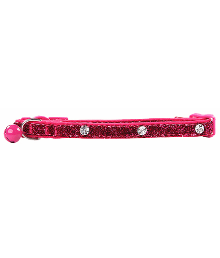 Pawise – Cat Collar Diamond Rose with Bell – Pink Glitter Adjustable Collar (26–30 cm)